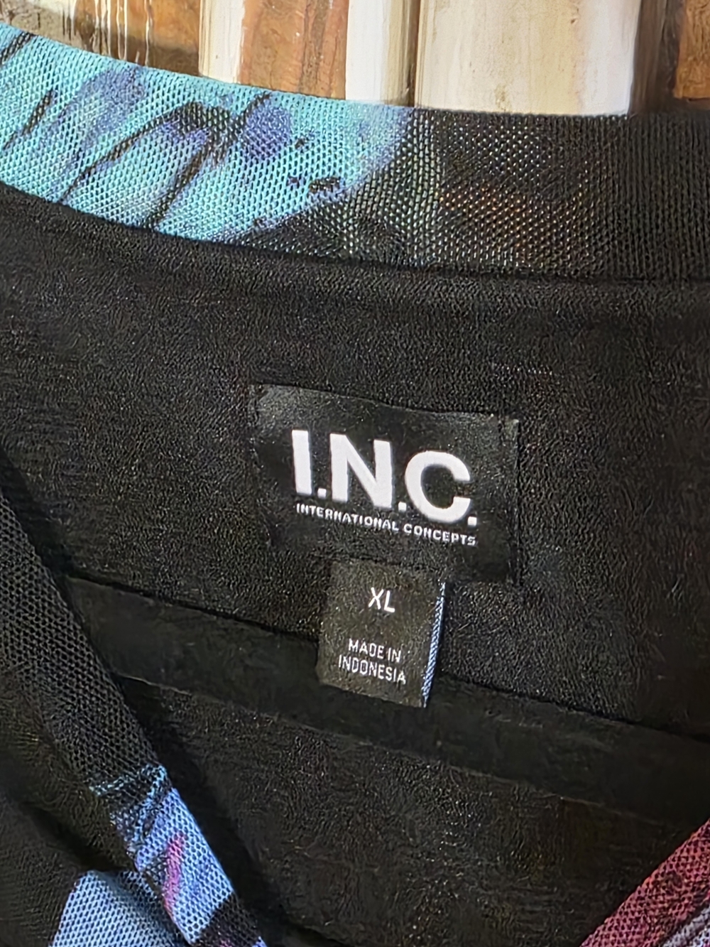I.N.C. International Concepts Abstract Mesh Top Black Multicolor XL - Picture 3 of 7